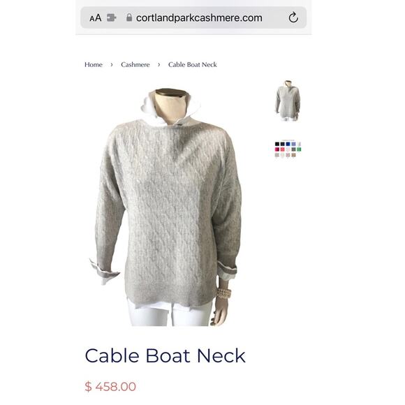 Cortland Park Cashmere Cable Boat Neck Sweater - Picture 11 of 11
